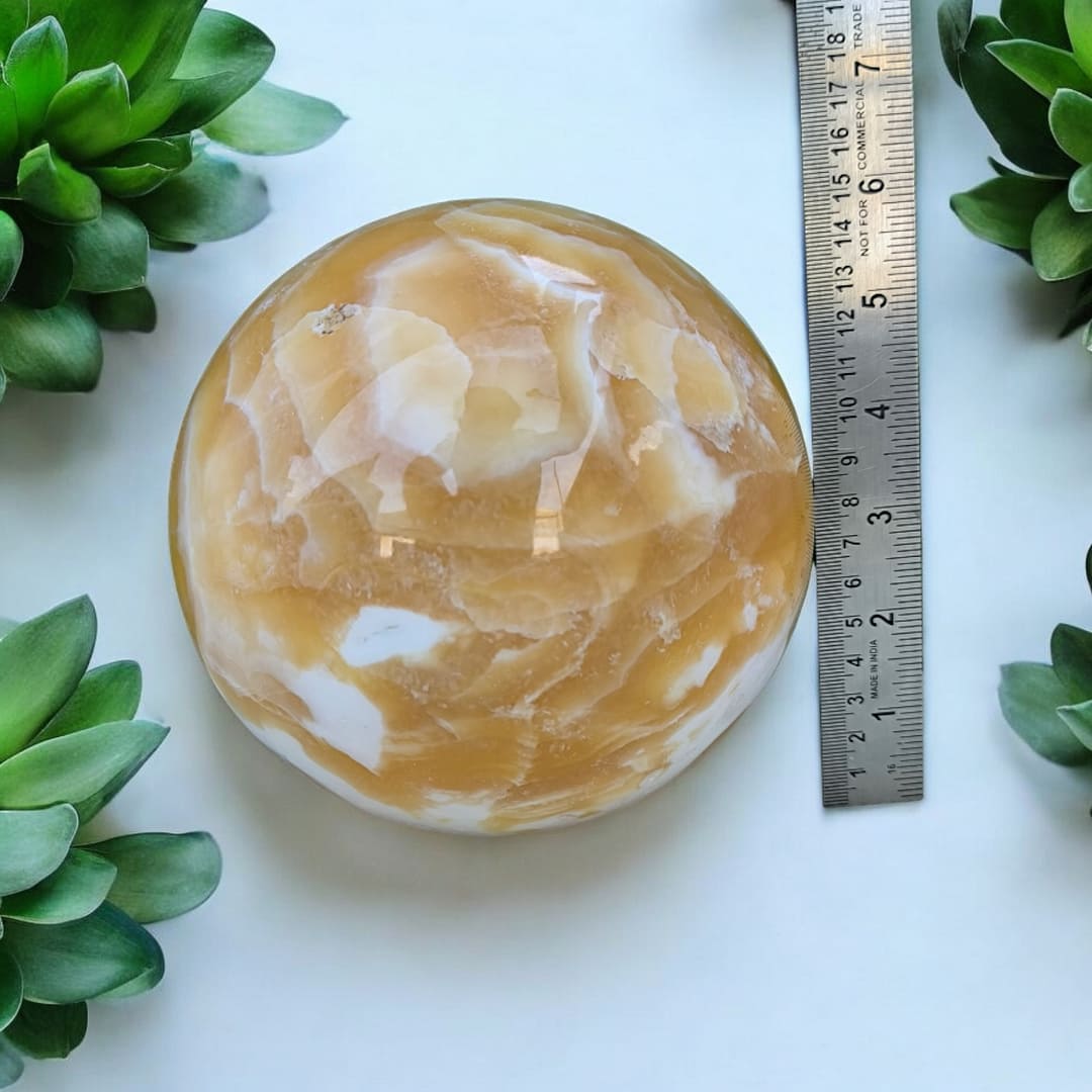 YELLOW CALCITE SPHERE (5.2 KG 6 INCH) - Image 7