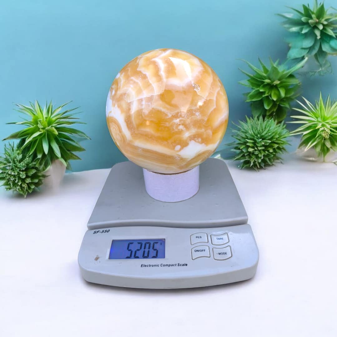 YELLOW CALCITE SPHERE (5.2 KG 6 INCH) - Image 8