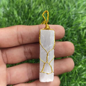 NATURAL SELENITE RAW STICK PENDANT