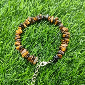 Natural Tiger Eye Chips Bracelet Adjustable Hook.