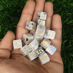 Natural Moonstone Cubic Dice.