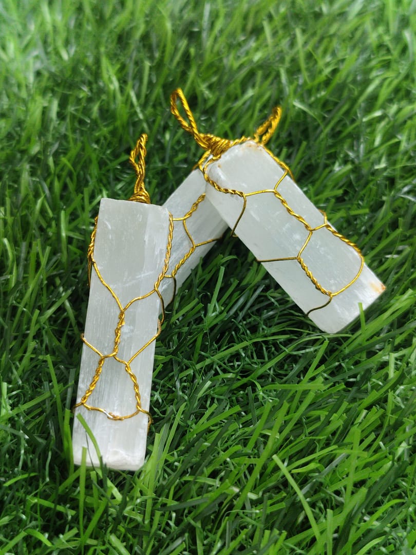 NATURAL SELENITE RAW STICK PENDANT - Image 2
