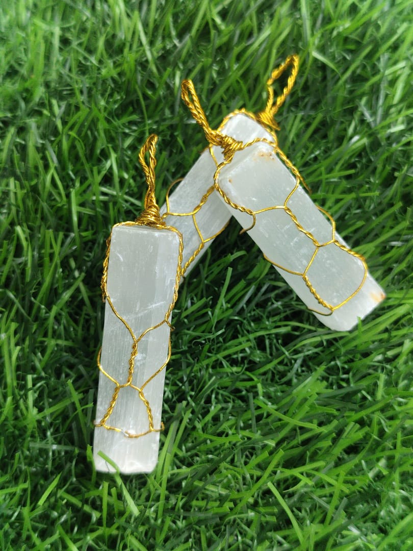 NATURAL SELENITE RAW STICK PENDANT - Image 3