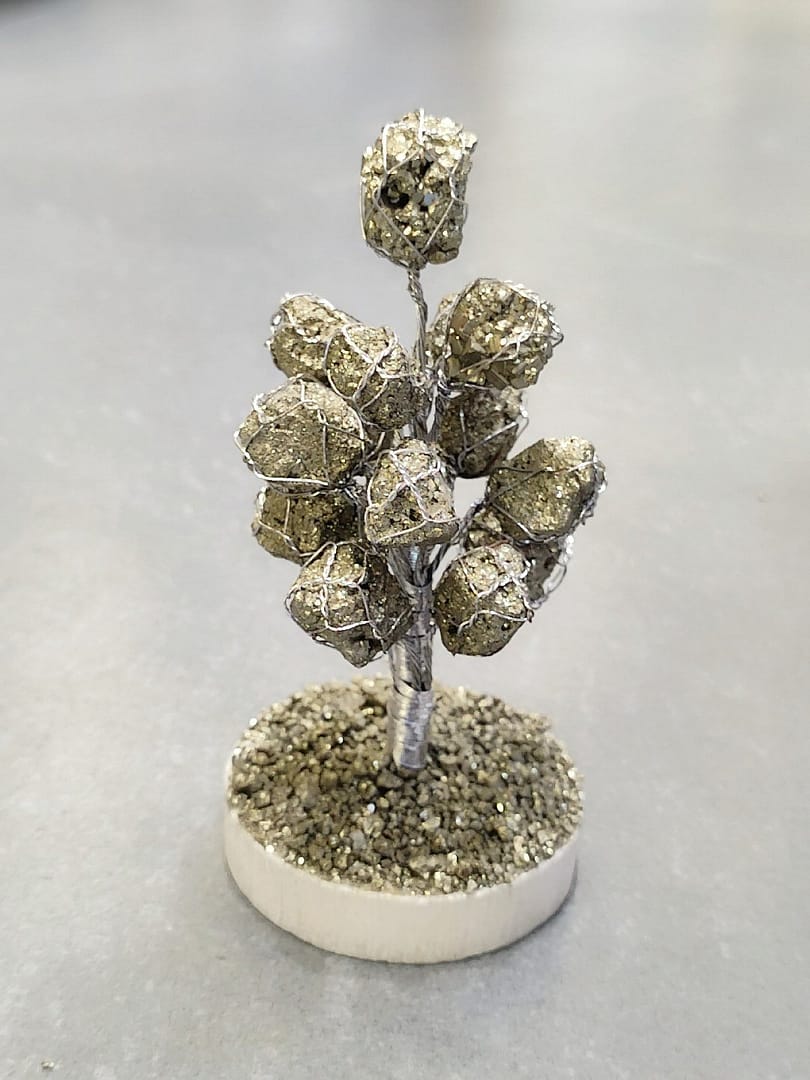 PYRITE CLUSTER TREE ON SELENITE BASE