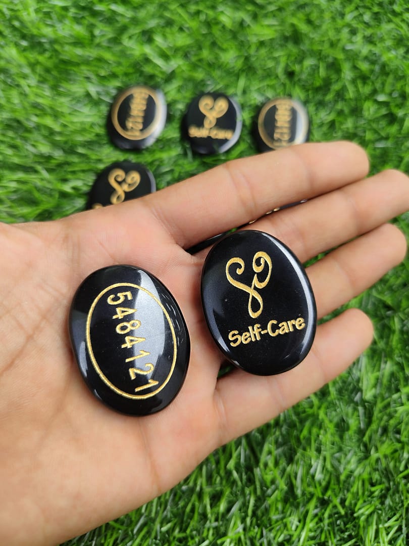 Black Agate Self-Care Zibu Coin With Numbers 5484121