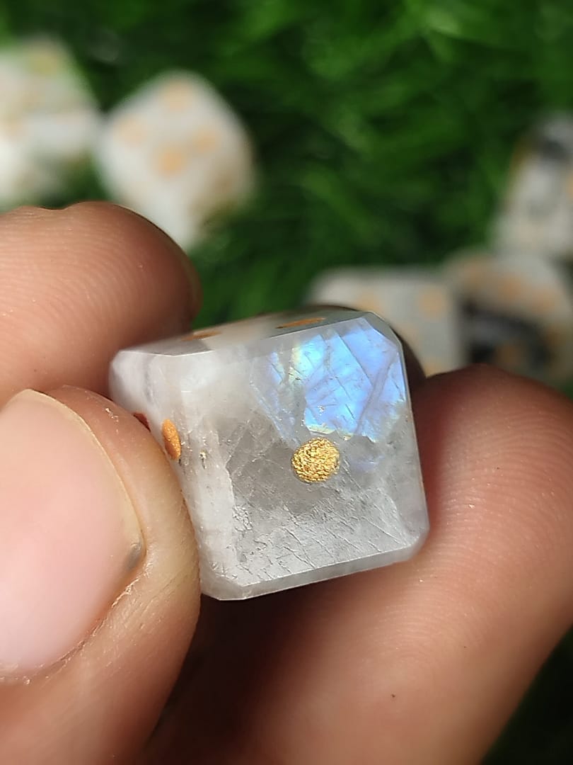 Natural Moonstone Cubic Dice. - Image 3