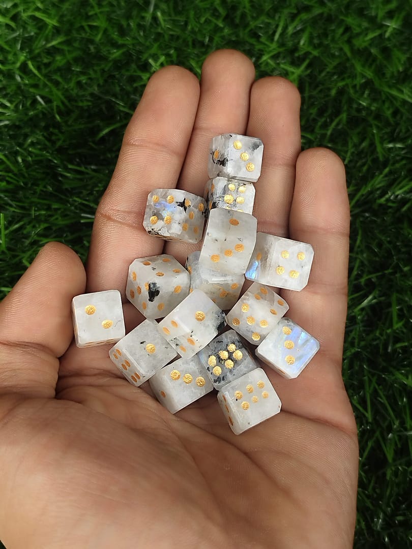 Natural Moonstone Cubic Dice.