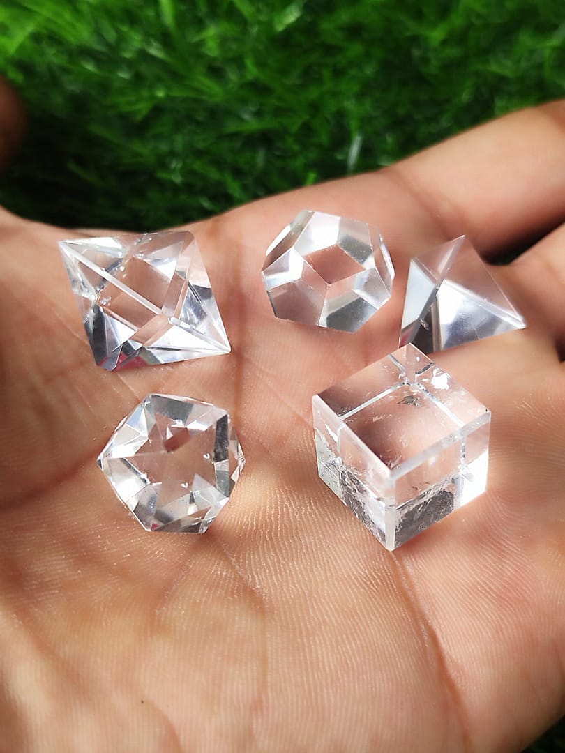Natural Clear Quartz Crystal Geometry Set.