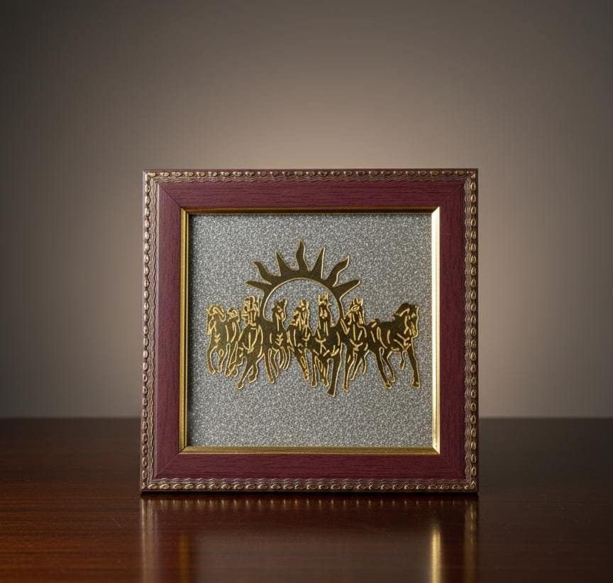 Natural Pyrite 7 Horses Frame